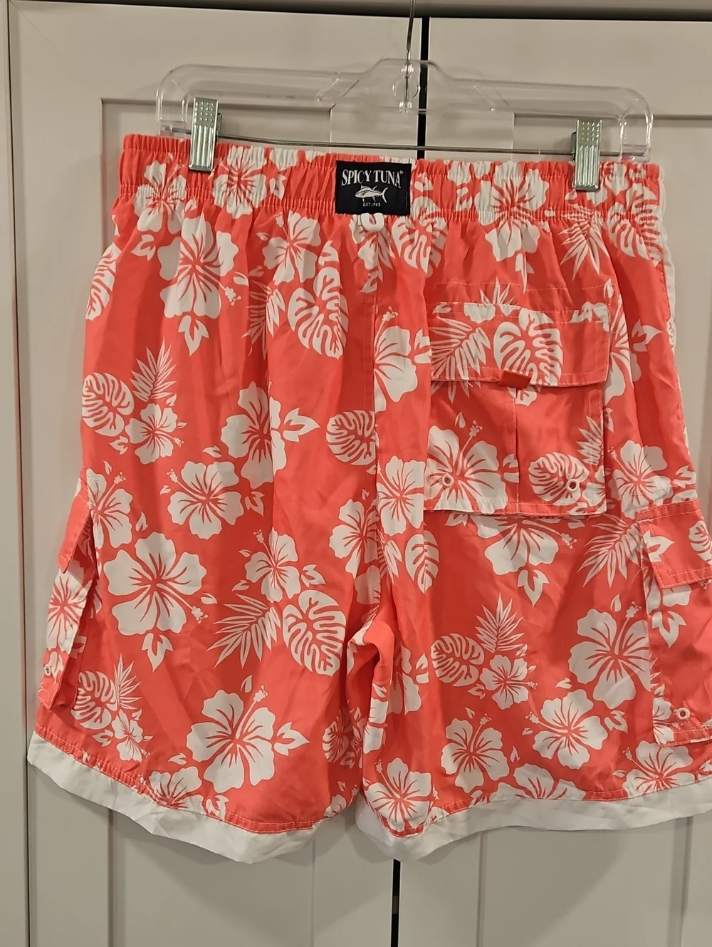 Spicy Tuna Men's Swimsuit.  Size S. Tropical Floral Print.